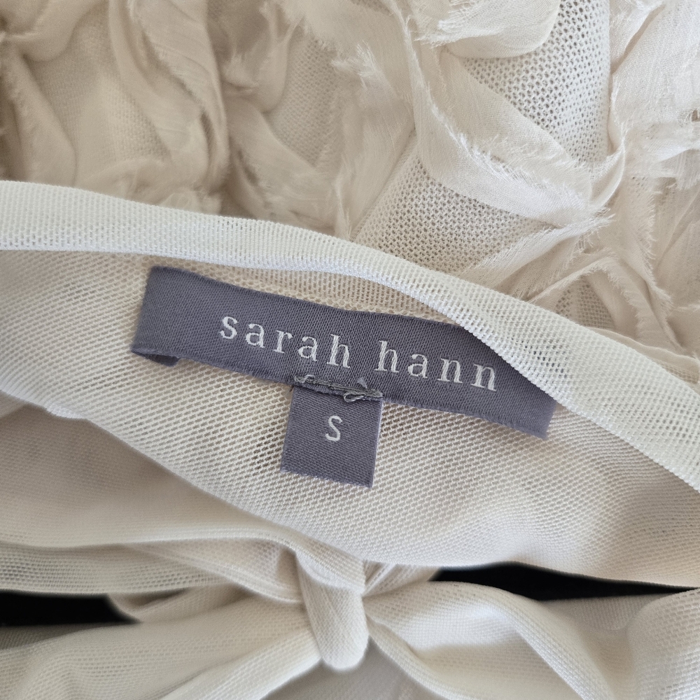 Anthro Sarah Hann Cream Tulle Karla Textured Puff Sleeve Top, S - Picture 11 of 12